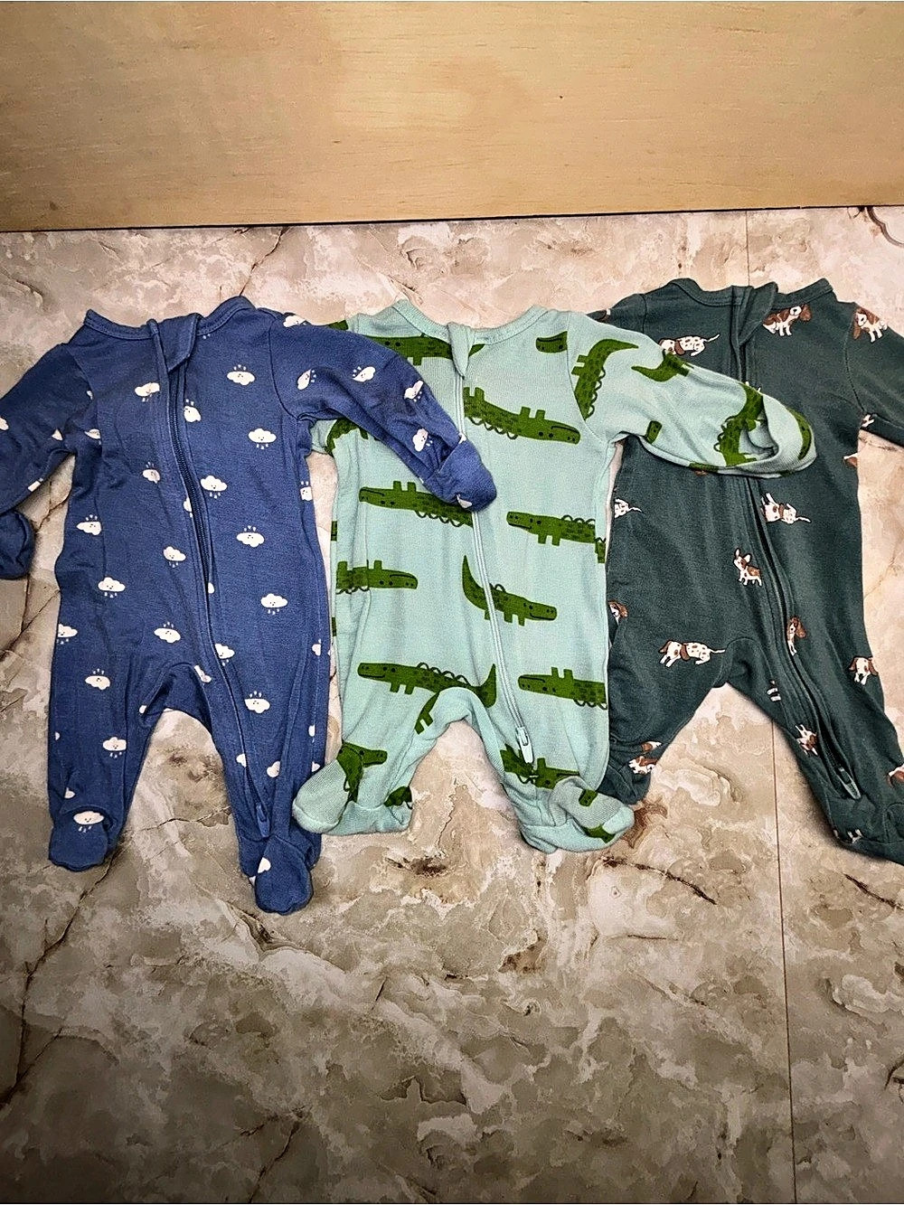 Carter's 2-Way Zip Cotton Sleep & Play Footie Pajamas (Lot of 3) Baby Footed